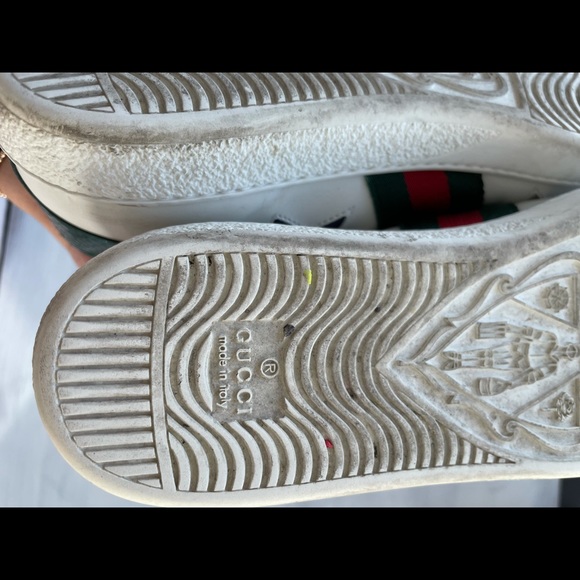 ❌SOLD❌Gucci Ace Star Embroidered Stripe Leather Sneaker White Sneaker - Picture 13 of 15